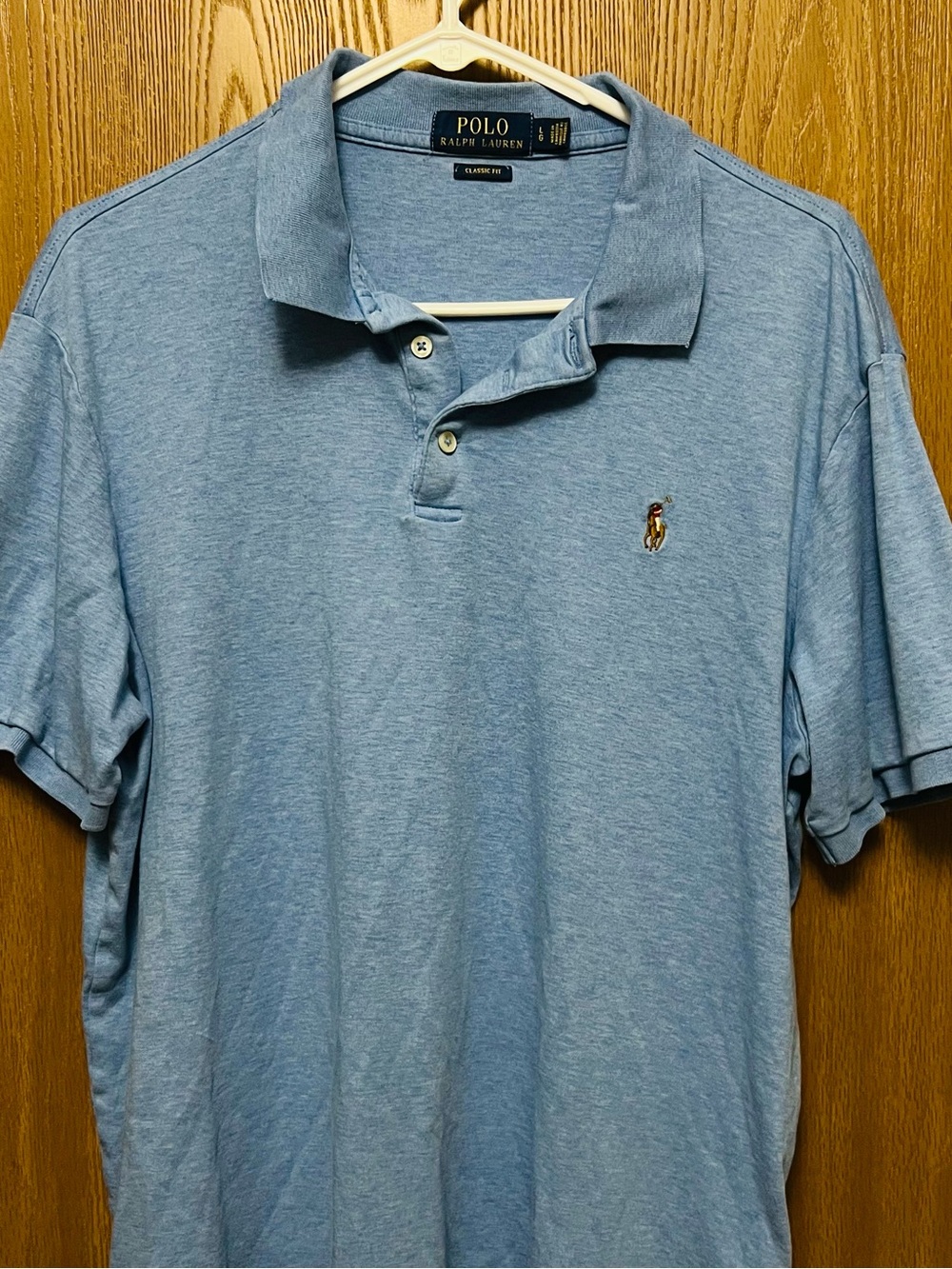 Ralph Lauren Light Blue Heather Polo Shirt with Embroidered Pony